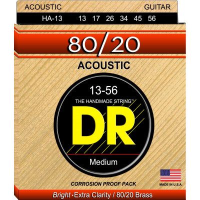 Струни для акустичної гітари 6 шт DR HA-13 Hi-Beam 80/20 Bronze Acoustic Guitar Strings Medium 13/56