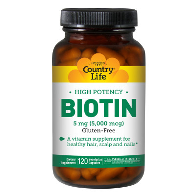 Концентрований Біотин В7 Country Life 5 мг High Potency Biotin 120 желатинових капсул (CLF6506)