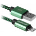 Кабель Defender ACH01-03T USB(AM)-Lighting 1m, 2.1A Green (87810) (6488730)