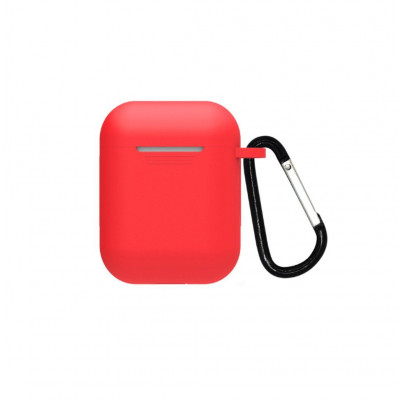 Силіконовий чохол для Airpods 1/2 ARM із карабіном захисний Red (4652red)