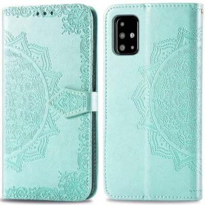 Шкіряний чохол-книжка Epik Art Case з візитницею для Samsung Galaxy A71 Бірюзовий (883688)