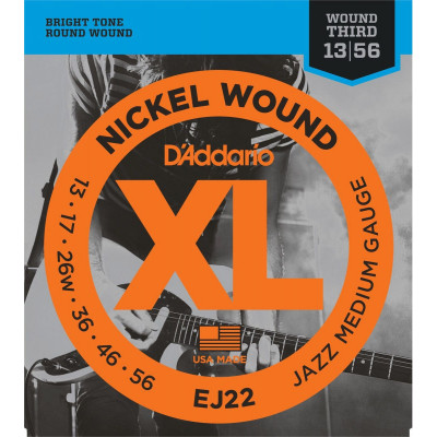 Струни для електрогітари 6 шт D'Addario EJ22 Nickel Wound Jazz Medium 13/56