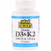 Вітамін D3 та К2 Natural Factors Vitamin D3 & K2 60 гелевих капсул (NFS01292)