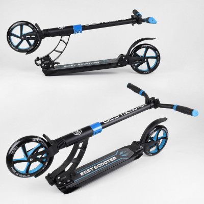 Самокат двоколісний Best Scooter з PU колесами та 2 амортизаторами Black/Blue (100073)