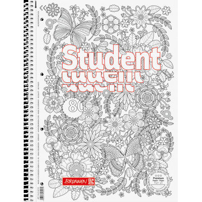 Зошит коледж-блок Brunnen А4 на спіралі в лінійку 80 аркушів 90 г/м2 обкладинка ZENart Квіти (106742701)