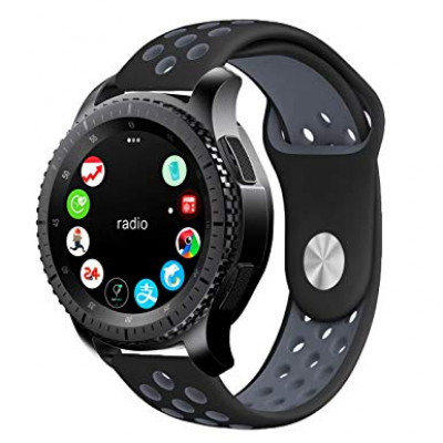 Ремінець BeWatch sport-style 22 мм для смарт-годинника Samsung Galaxy Watch 46mm | Samsung Gear S3 Чорно-сірий (1020114)