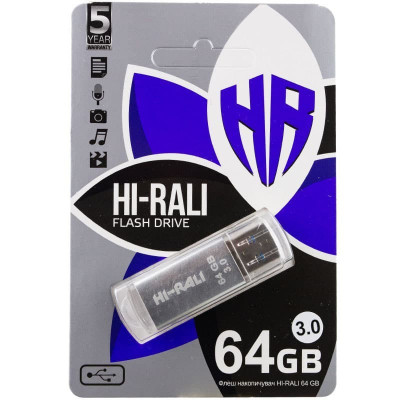 Флеш пам'ять Hi-Rali Rocket USB 2.0 64GB Steel