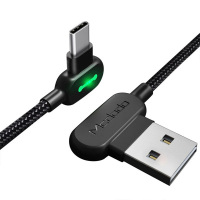 Кабель USB Type-C Mcdodo з двостороннім USB роз'ємом LED індикацією для заряджання та передачі даних 3 м Чорний (20038)