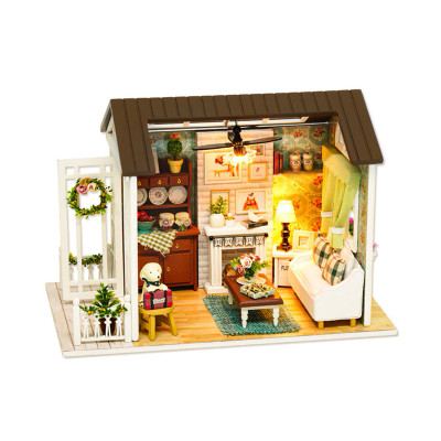 Румбокс ляльковий будинок конструктор 3D DIY Cute Room 8008-D Вітальня з верандою та каміном