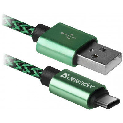 Кабель Defender USB09-03T PRO USB(AM)-C Type, 1m Green (87816) (6488849)