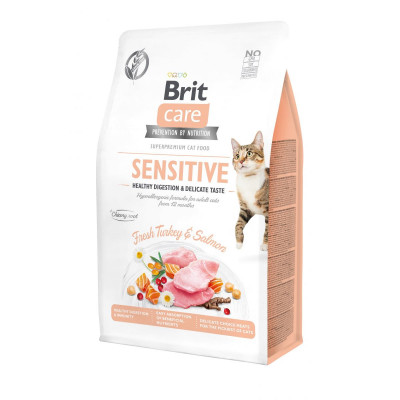 Корм для вибагливих кішок Brit Care Sensitive Healthy Digestion Delicate Taste 0.4 кг з індичкою та лососем