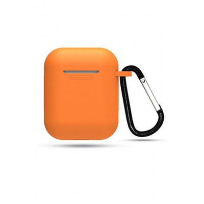 Силіконовий чохол для Airpods 1/2 ARM із карабіном захисний Orange (4652papaya)