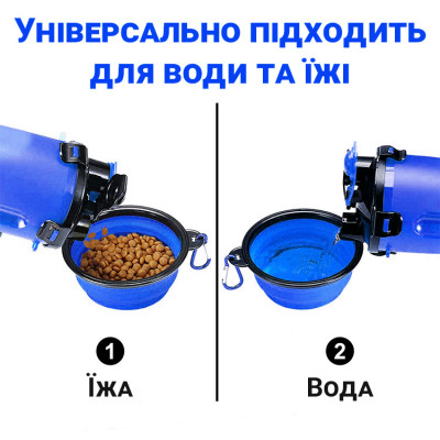 Складна похідна миска в дорогу для тварин iPets 250 мл Синя