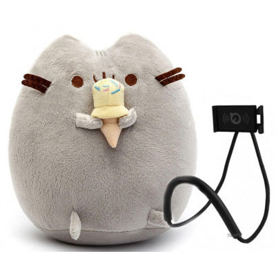 М'яка іграшка кіт з морозивом Pusheen cat Сірий + подарунок (vol-1044)