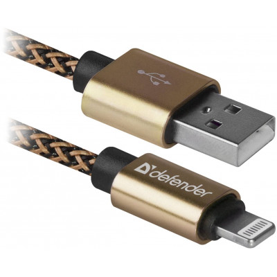 Кабель Defender ACH01-03T USB(AM)-Lighting 1m, 2.1A Gold (87806) (6488734)