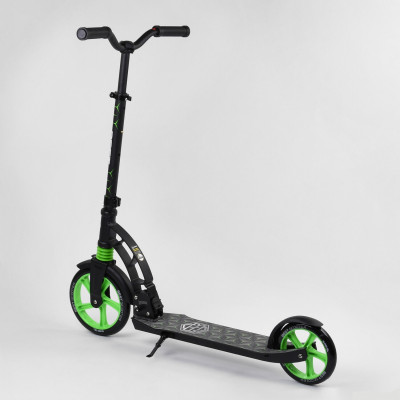 Самокат двоколісний Best Scooter з PU колесами, 1 амортизатором Black/Green (99666)