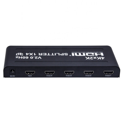 Розгалужувач сплітер Lucom HDMI 1x4 Splitter Act v2.0 4K@60Hz Чорний (62.09.8250)