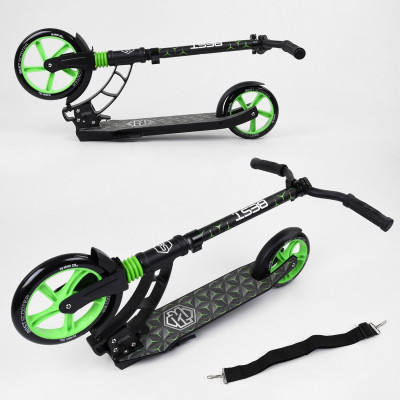 Самокат двоколісний Best Scooter з PU колесами, 1 амортизатором Black/Green (99666)