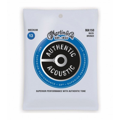 Струни для акустичної гітари 6 шт Martin MA150 80/20 Bronze Medium Acoustic Guitar Strings 13/56