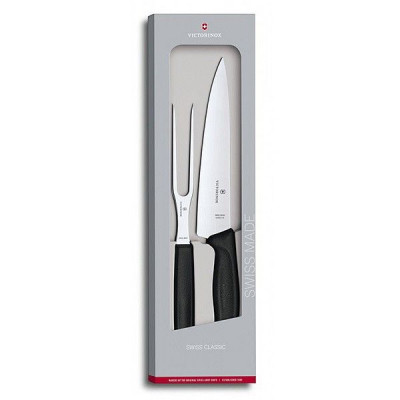 Кухонний набір нож та вилка Victorinox SwissClassic Carving Set Чорний (6.7133.2G)