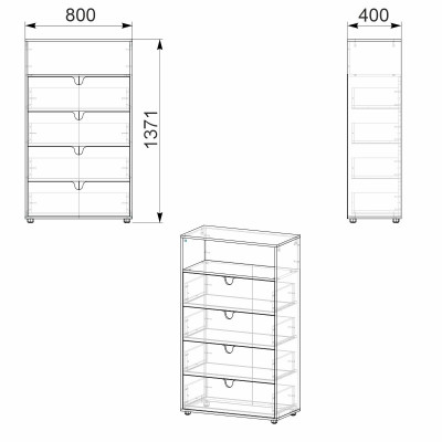 Комод МГ-7 тумба-1 Компаніт Бук (80х40х137,1 см)