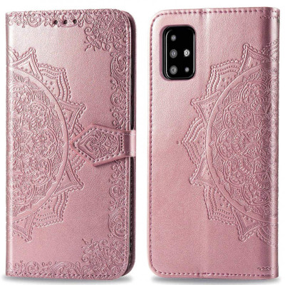 Шкіряний чохол-книжка Epik Art Case з візитницею для Samsung Galaxy A71 Рожевий (883689)