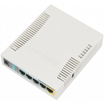 Бездротовий маршрутизатор MikroTik RB951Ui-2HND (N300, 600MHz/128Mb, 5х100Мбіт, 1хUSB, 1000mW, PoE in, PoE out, антена 2,5 дБі)