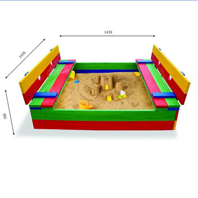 Дитяча пісочниця SportBaby кольорова з кришкою 145х145х24 (Пісочниця -11)