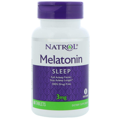 Мелатонін, Natrol, Melatonin, 3 мг, 60 таблеток (20888)