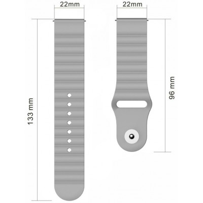 Ремінець BeWatch силіконовий 22мм універсальний для смарт-годин LineS Сірий
