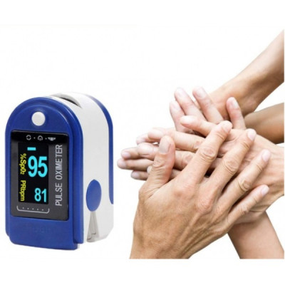 Пульсоксиметр Pulse Oximeter Healer AD807 електронний на палець Синій