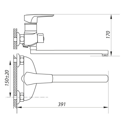 Змішувач для ванни Zerix NGB 279 (ZX0045)