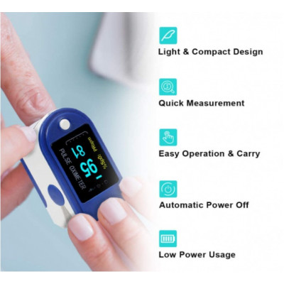 Пульсоксиметр Pulse Oximeter Healer AD807 електронний на палець Синій