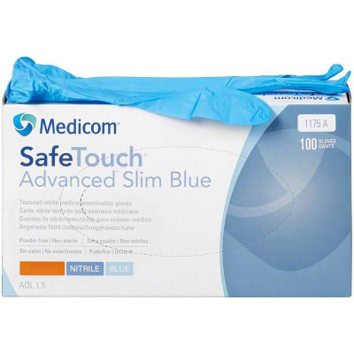 Нітрилові рукавички Medicom SafeTouch Advanced Slim Blue розмір XS 100шт/уп