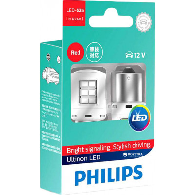 Автолампа діоди PHILIPS 11498ULRX2 P21W LED 12 X2 Red