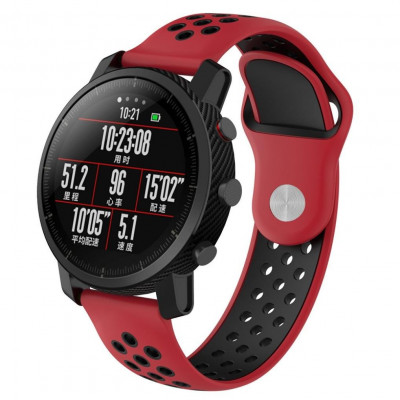 Ремінець 22мм BeWatch sport-style для Аmazfit Stratos | Pace | GTR 47 мм Red-Black (1020131)