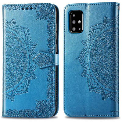 Шкіряний чохол-книжка Epik Art Case з візитницею для Samsung Galaxy A71 Синій (883691)