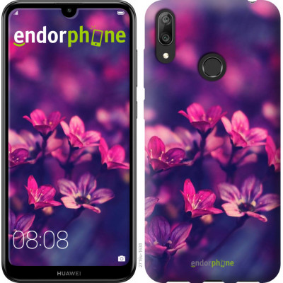 Силіконовий чохол Endorphone на Huawei Y7 2019 Пурпурні квіти.