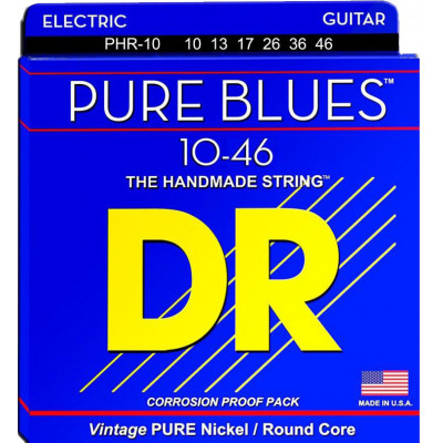 Струни для електрогітари 6 шт DR PHR-10 Pure Blues Pure Nickel Medium Electric Strings 10/46