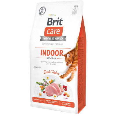 Корм для котів, що мешкають у приміщенні Brit Care Indoor Anti-stress 7 кг з куркою