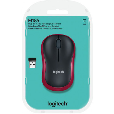 Миша Logitech M185 Wireless Mouse Red (6483685)