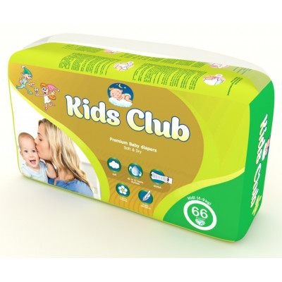 Дитячі підгузники Kids Club 3 Midi 4-9 кг 66 шт