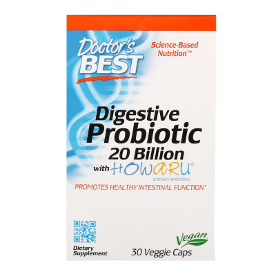 Пробіотики Doctor's Best Digestive Probiotic 20 МЛРД ДЕЯКЕ 30 вегетаріанських капсул (DRB00362)