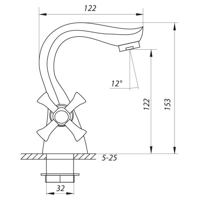 Змішувач для умивальника ZERIX MED-A 827 (ZX0202)