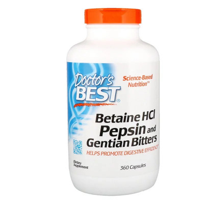 Бетаїн HCL та Пепсин Betaine HCL & Pepsin Doctor's Best 360 капсул