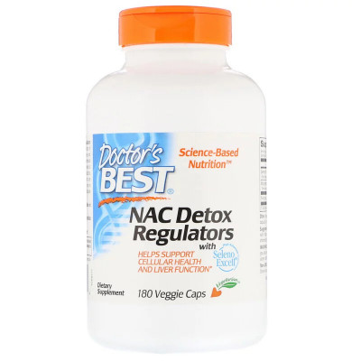 N-Ацетилцистеїн NAC Doctor's Best Detox Regulators 180 гелевих капсул (DRB00517)