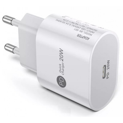 Зарядний пристрій Lucom IEC Schuko - USB Type-C M/F адаптер PD 20W Fast charging Білий (62.09.8347)