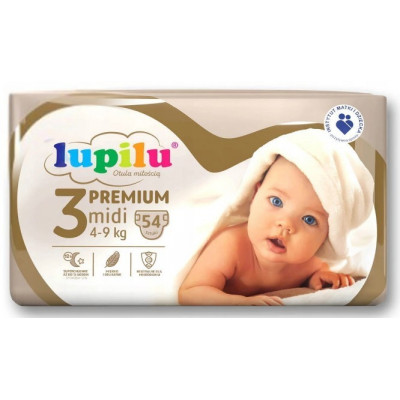 Підгузники Lupilu Premium Midi Розмір 3, Вага 4-9 кг, 54 шт