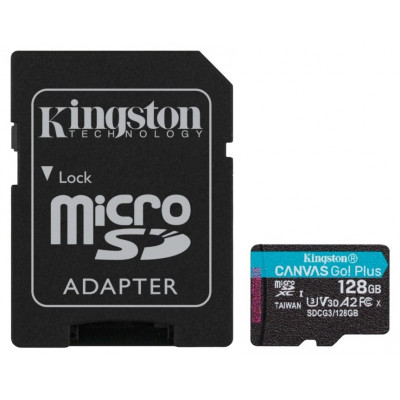 Карта пам'яті Kingston microSDXC 128GB Canvas Go+ U3 V30 (SDCG3/128GB) + Адаптер (6552770)