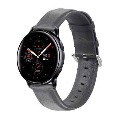 Ремінець BeWatch шкіряний 20мм для Amazfit BIP | Bip Lite | GTS | Gtr 42mm Сірий L (1220104.1L)